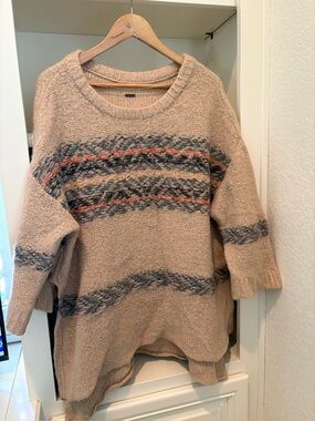 Free People Fair Aisle Alpaca XS/S Tunic Sweater Hi lo Boho Side Slits